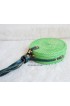 coloring rattan circle sling leather bags green color